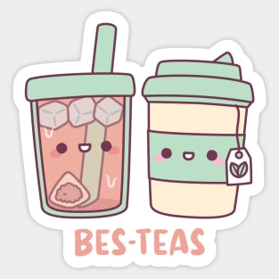 Cute Takeaway Ice and Hot Teas Bes Teas Besties Sticker